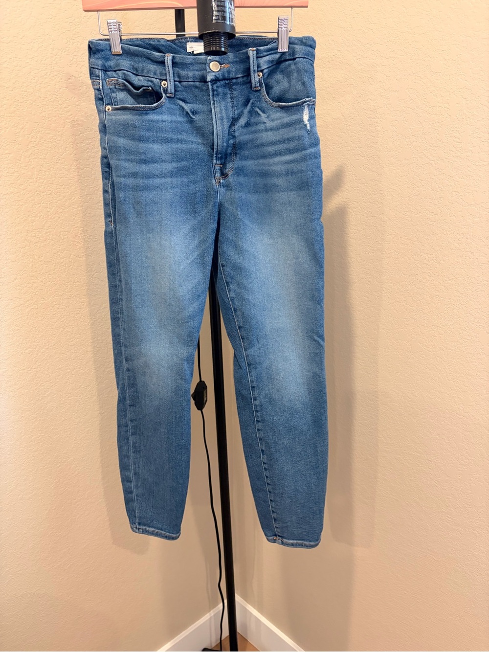Good American Mid Blue High-Rise Slim Jeans